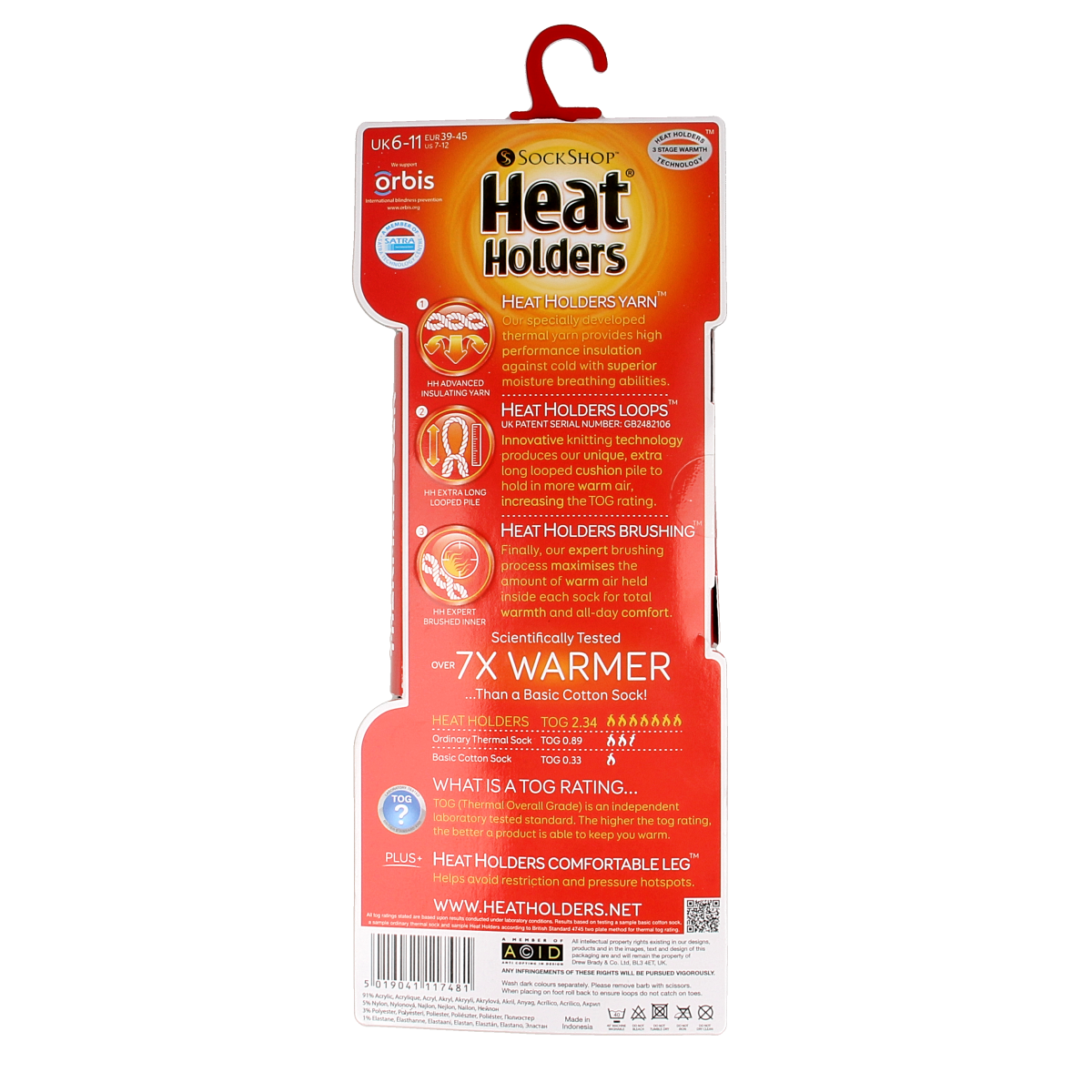 Heat Holders Anti slip sock 6-11 black/red 1.00 Paar