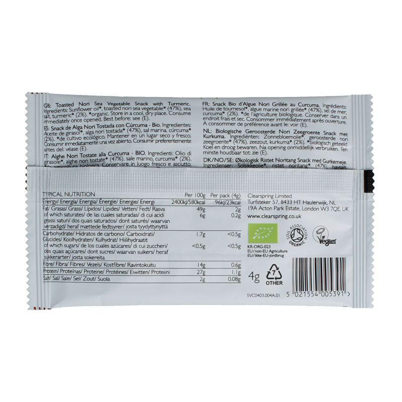 Clearspring Seaveg - Crispies turmeric bio 4 Gram