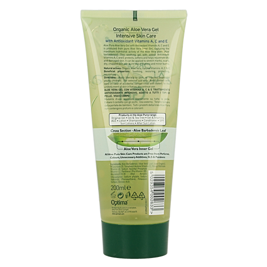 Optima Aloe pura aloe vera gel organic vitamine A C E 200 Milliliter