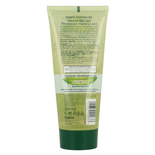 Optima Aloe pura aloe vera gel organic vitamine A C E 200.00 Milliliter