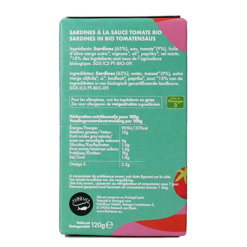 Fish 4 Ever Sardines in tomatensaus 120 Gram