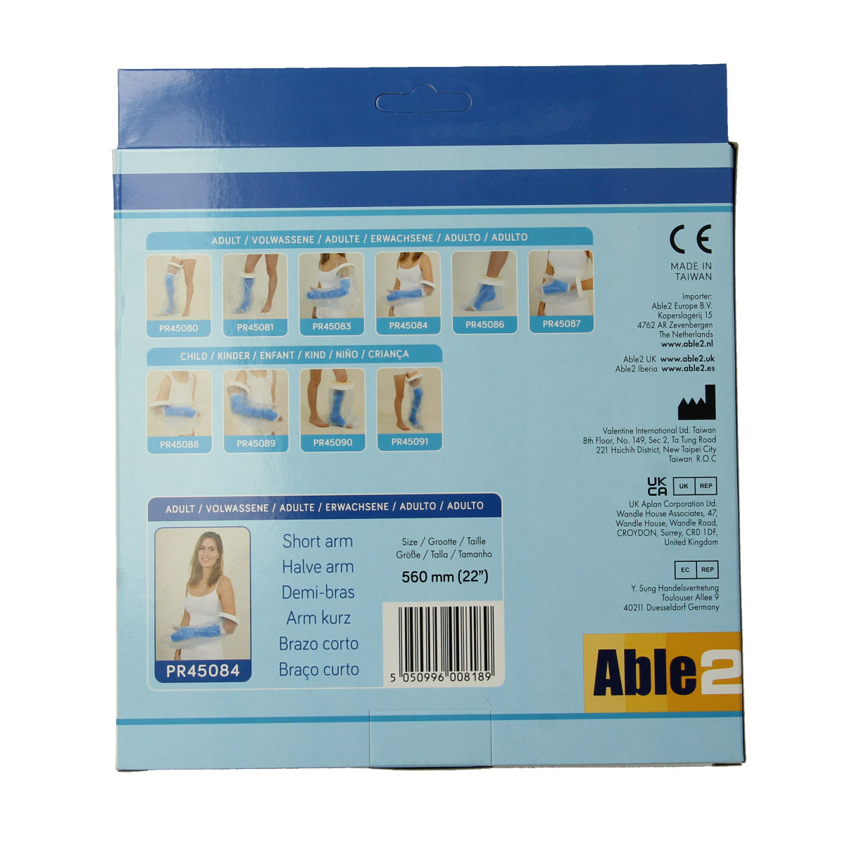 Able 2 Gipshoes halve arm volwassene 1.00 Stuks