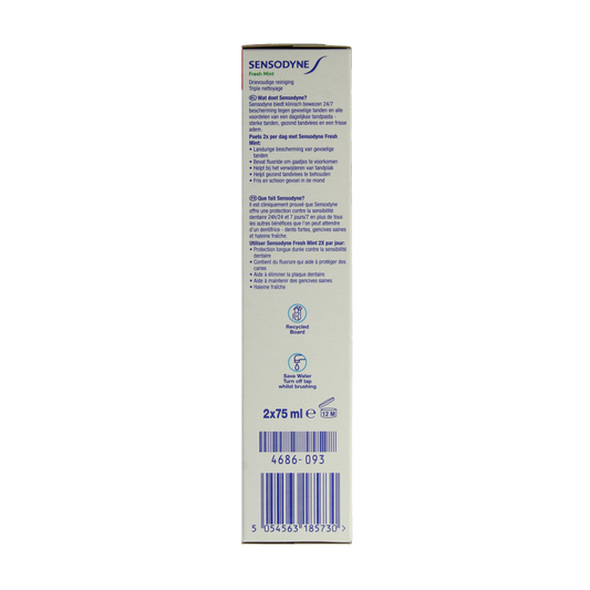 Sensodyne Tandpasta fresh mint 2 x 75ml 150 Milliliter