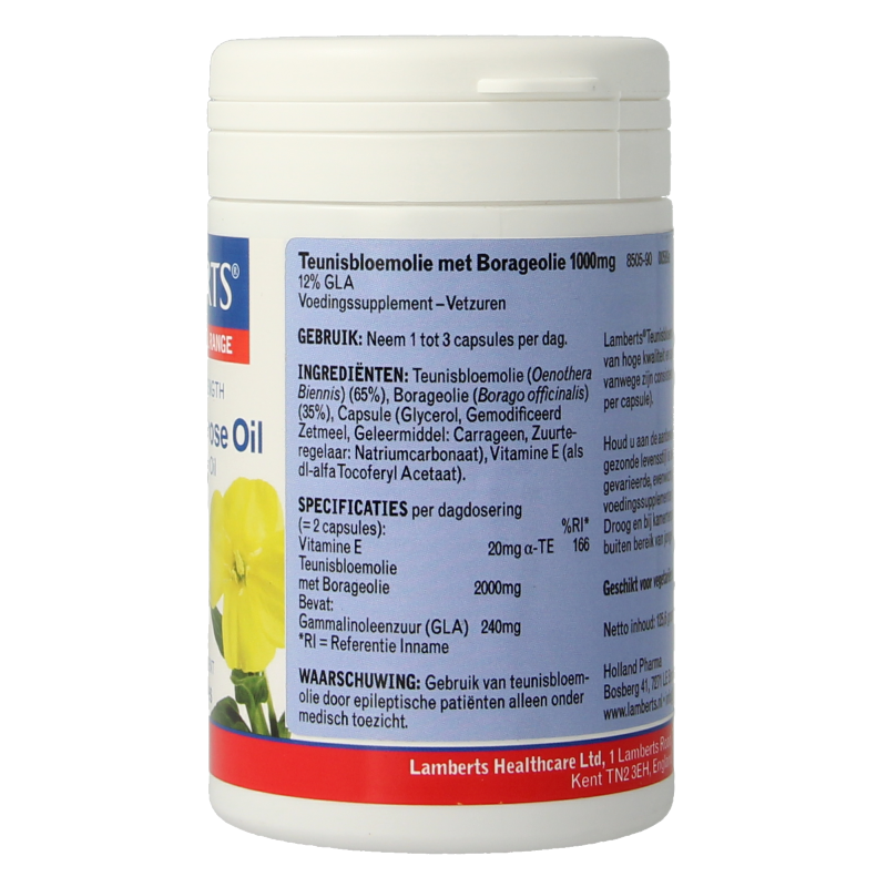 Lamberts Teunisbloem met borageolie 1000mg 90 Capsules