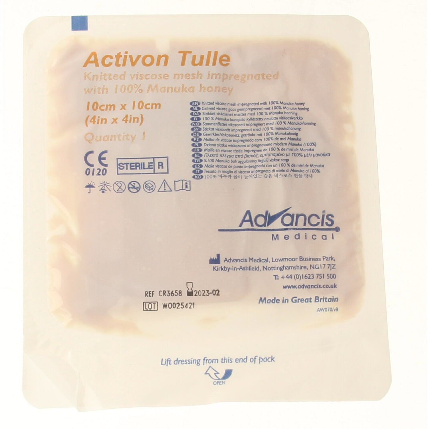 Advancis Activon manuka gaasverband 10 x 10 1 Stuks