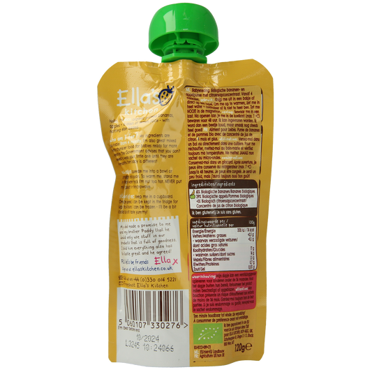 Ella's Kitchen Bananas & apples 4 maand knijpzak bio 120.00 Gram