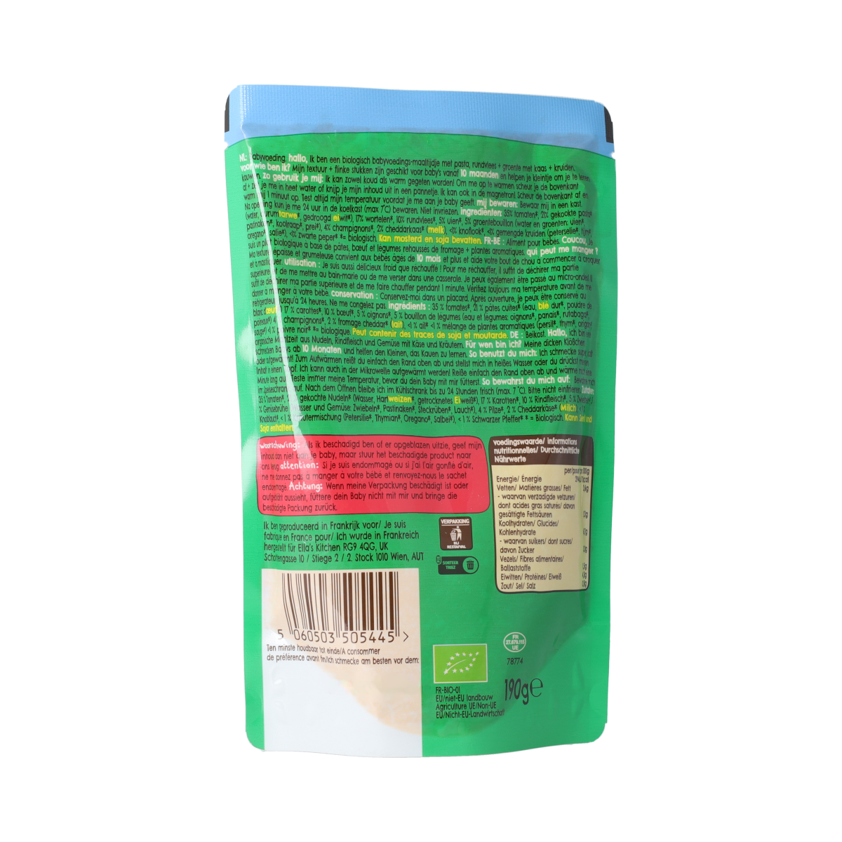 Ella's Kitchen Spaghetti bolognese met kaas 10+ maanden bio 190.00 Gram