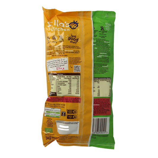 Ella's Kitchen Puff pops peas & sweetcorn 10+ maanden bio 36.00 Gram