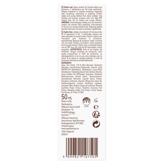 Hawaiian Tropic Mineral sunmilk face SPF30 50 Milliliter