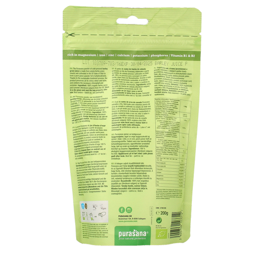 Purasana Gerstegras sappoeder bio 200 Gram