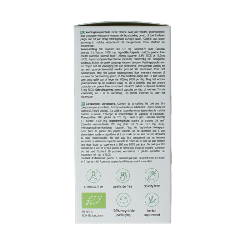 Purasana Matcha vegan bio 100 Vegetarische capsules