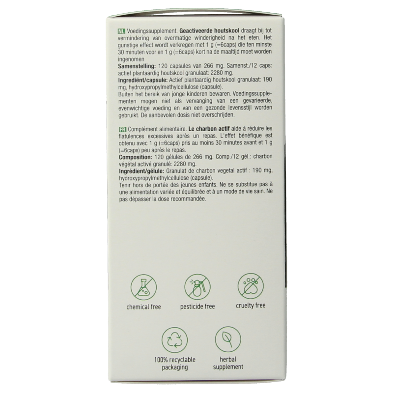 Purasana Plantaardige houtskool vegan 120 Vegetarische capsules