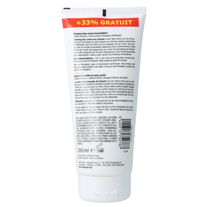 Fytostar Ginseng plus spiercreme +33% 200 Milliliter
