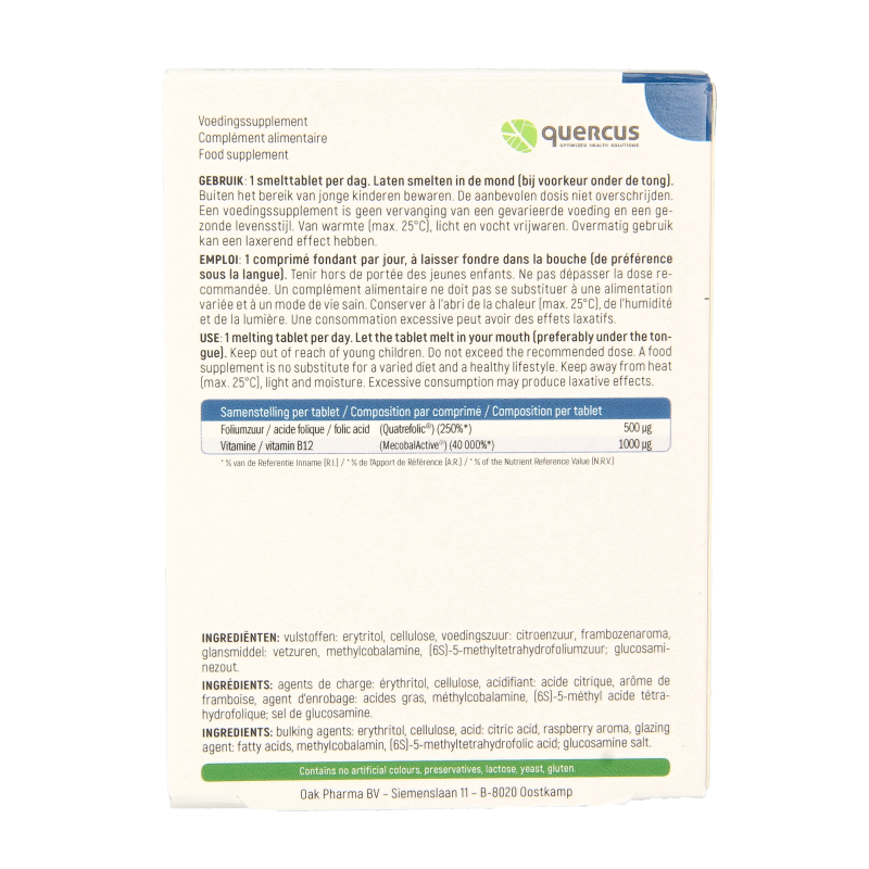 Quercus Folate B12 80 Tabletten