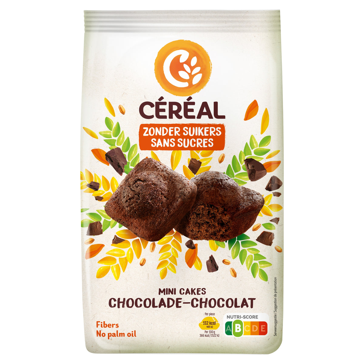 Cereal Mini chocoladecakes zonder suikers 196.00 Gram