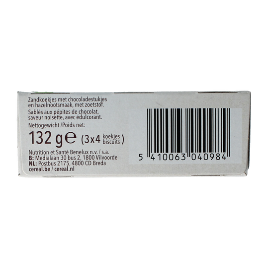 Cereal Zandkoekjes chocolade & hazelnoot zonder suikers 132 Gram