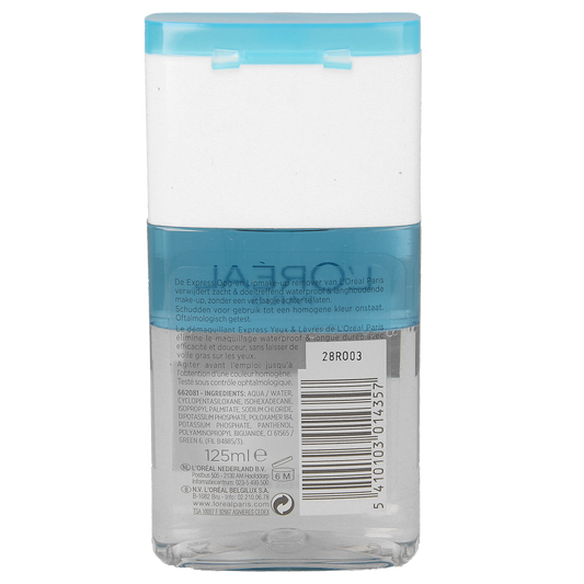 L'Oreal Paris Express oogmake-up en lipstick remover 125.00 Milliliter