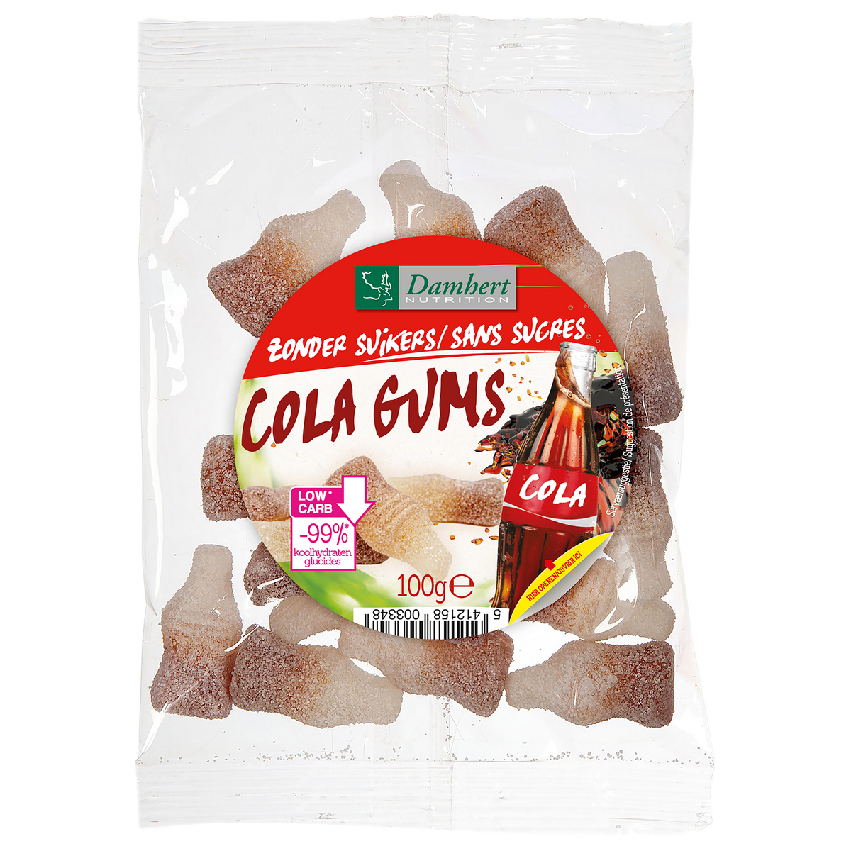 Damhert Colaflesjes zonder suikers 100.00 Gram
