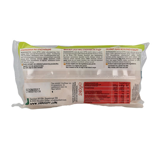 Damhert Kokosringen fruitvulling glutenvrij 240 Gram