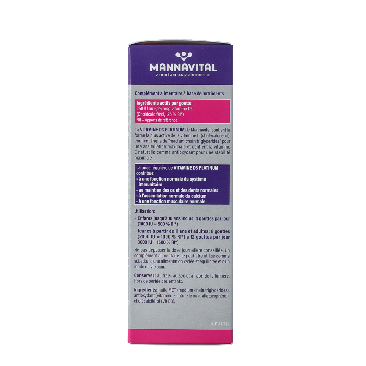 Mannavital Vitamine D3 platinum 100.00 Milliliter
