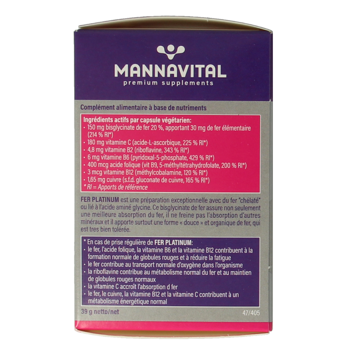 Mannavital IJzer platinum 60.00 Vegetarische capsules
