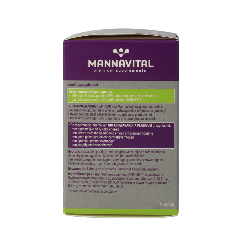 Mannavital Ashwagandha platinum bio 60 Vegetarische capsules