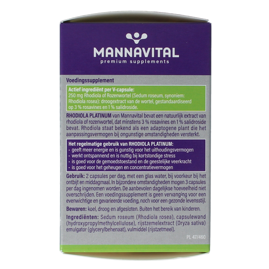 Mannavital Rhodiola platinum 60.00 Vegetarische capsules