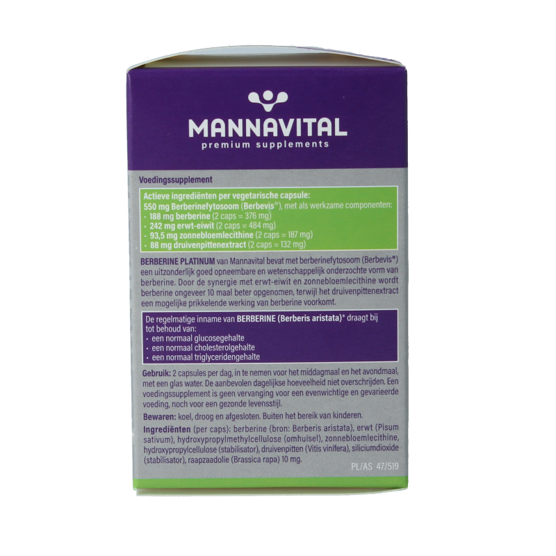Mannavital Berberine platinum 60 Vegetarische capsules