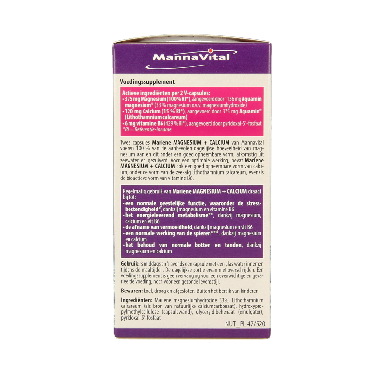 Mannavital Mariene magnesium + calcium platinum 120 Vegetarische capsules