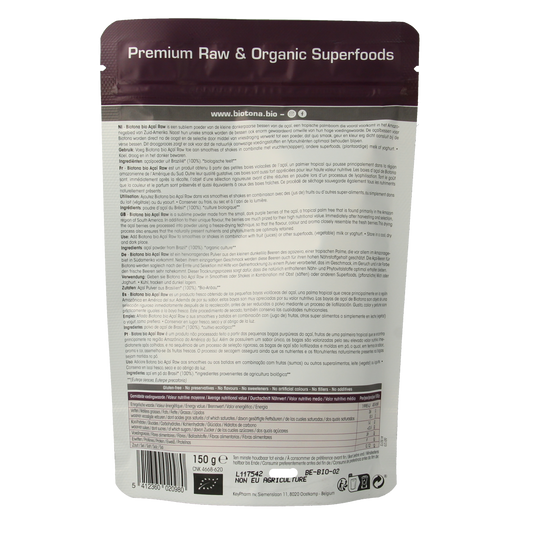 Biotona Acai raw powder bio 150.00 Gram