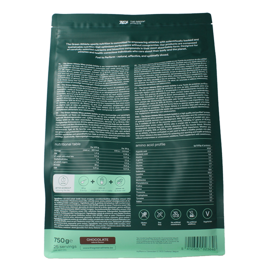 The Green Athlete Whey protein isolate chocolate 750 Gram