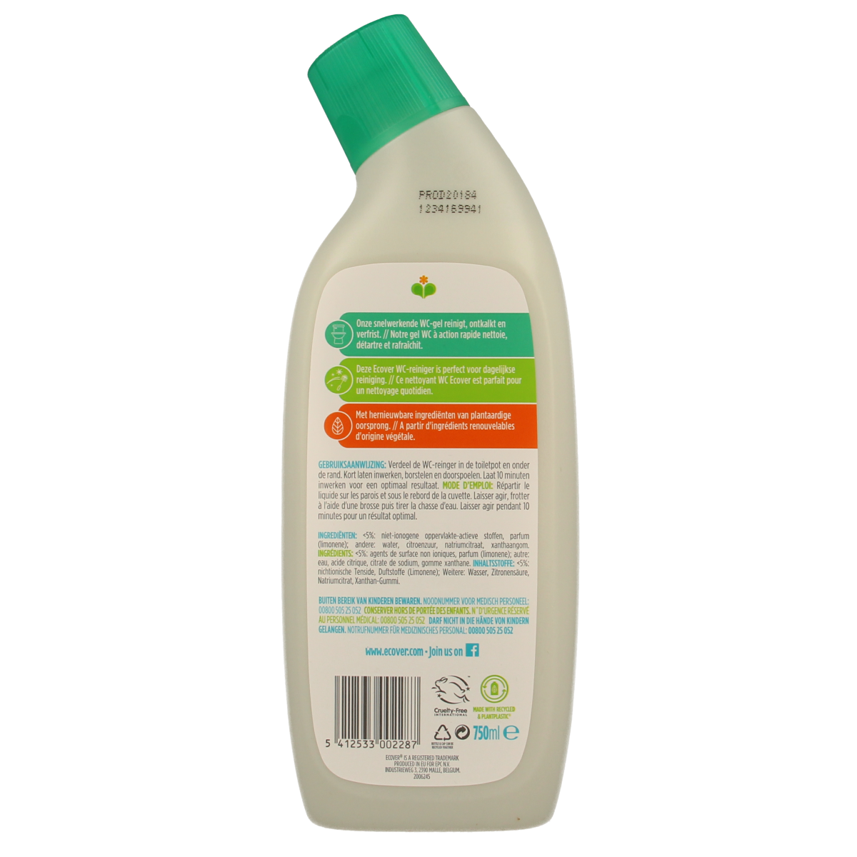 Ecover WC reiniger den & munt 750.00 Milliliter