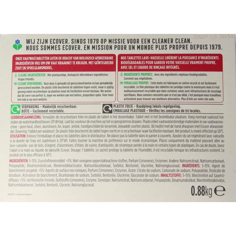 Ecover Vaatwastabletten all-in-1 44 Tabletten