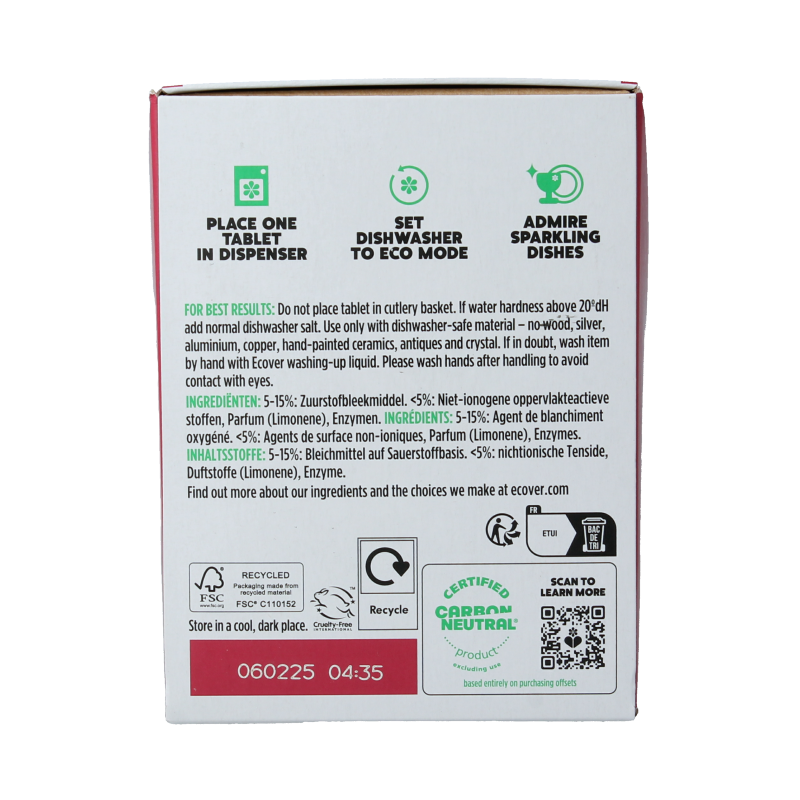 Ecover Vaatwasmachine tabletten all in 1 45 Tabletten
