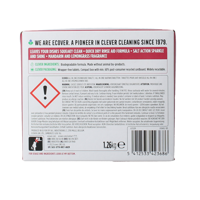 Ecover Vaatwasmachine tabletten all-in-one 72 Stuks