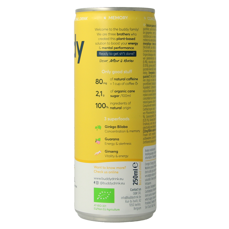 Buddy Drink ginger & lemon bio 250 Milliliter