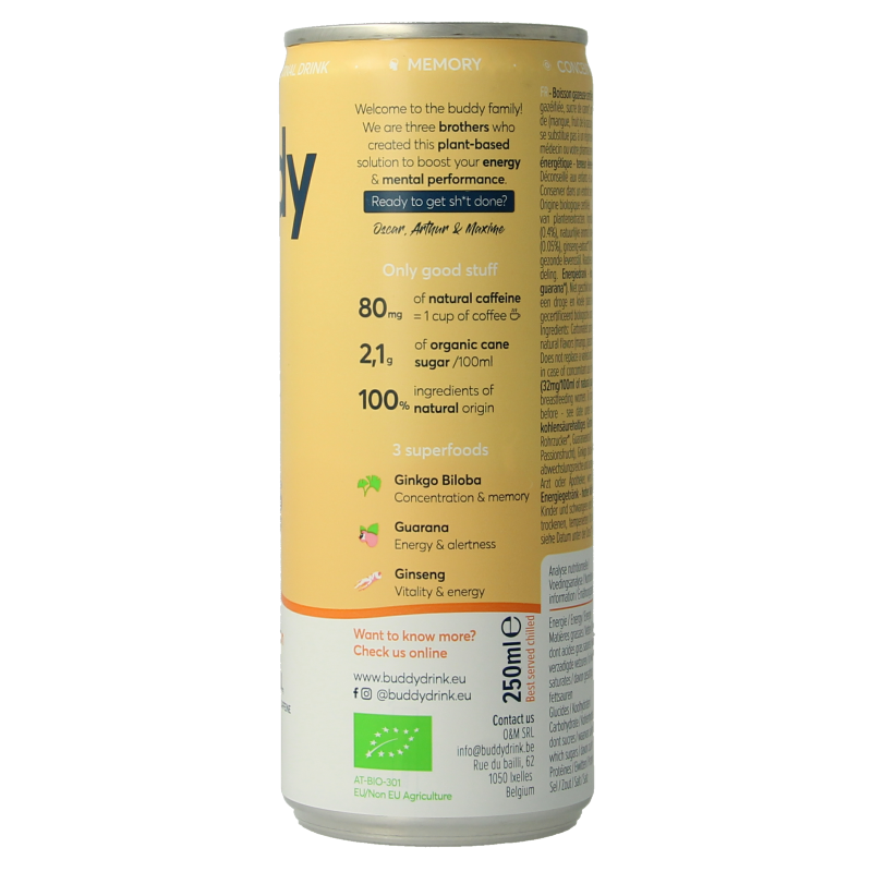 Buddy Drink mango passion bio 250 Milliliter
