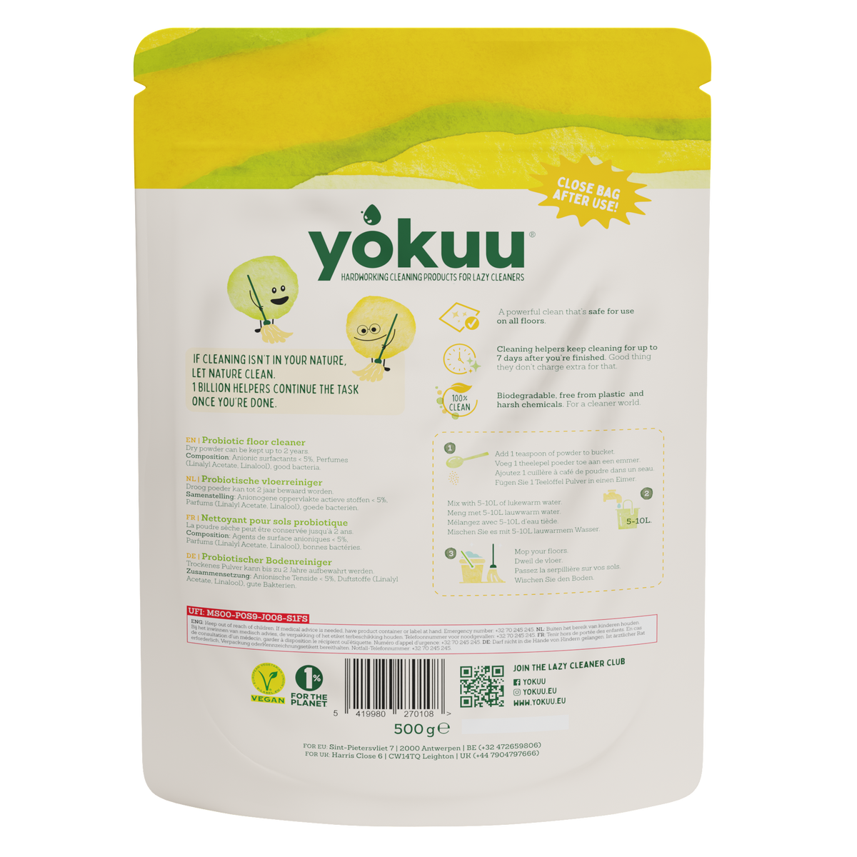 Yokuu Vloerreiniger poeder 500.00 Gram