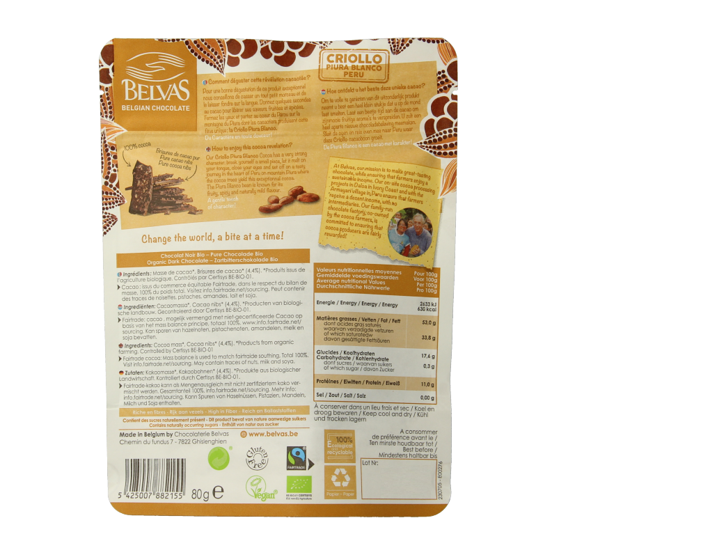 Belvas Thins dark 100% bio 80 Gram