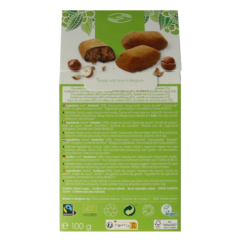 Belvas Hazelnoot praline truffels bio 100 Gram