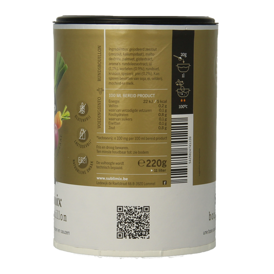 Sublimix Rundvleesbouillon glutenvrij 220 Gram
