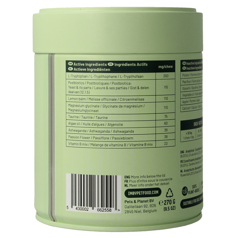 Imby Pet Food Anti stress supplement hond 90 Kauwtabletten