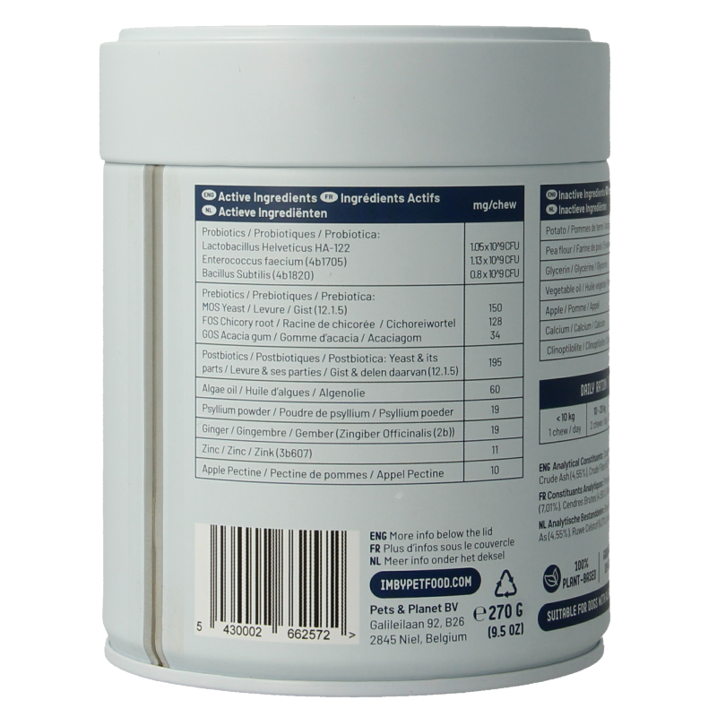 Imby Pet Food Probiotica supplement hond 90 Kauwtabletten