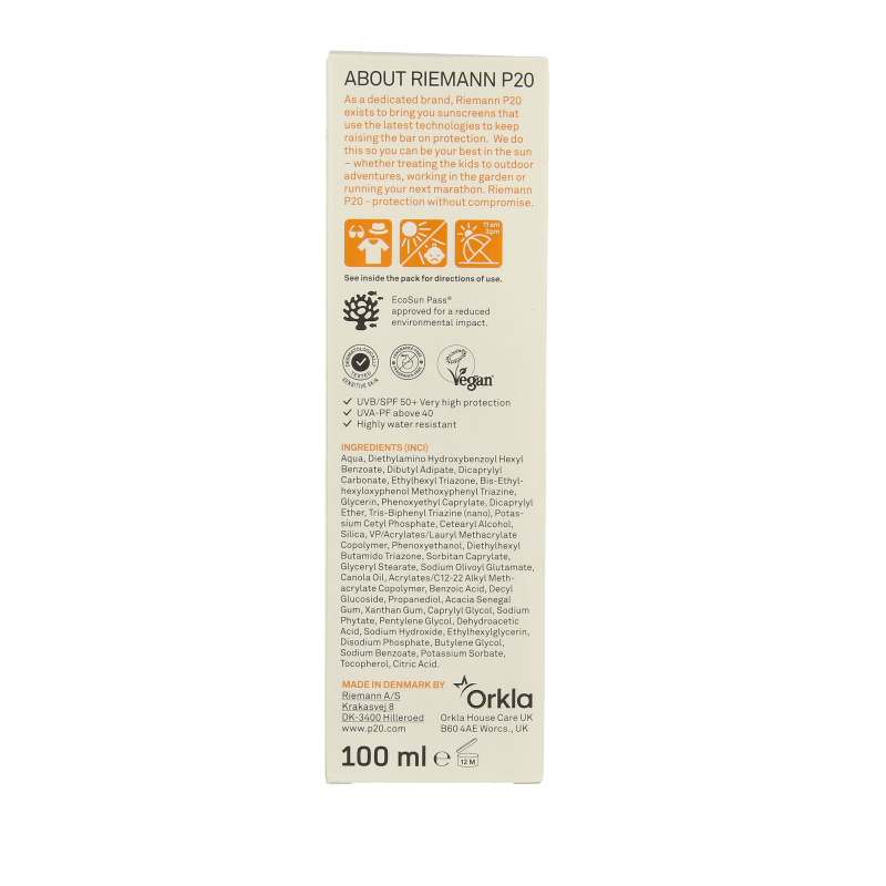 P20 Sensitive lotion SPF50+ 100 Milliliter