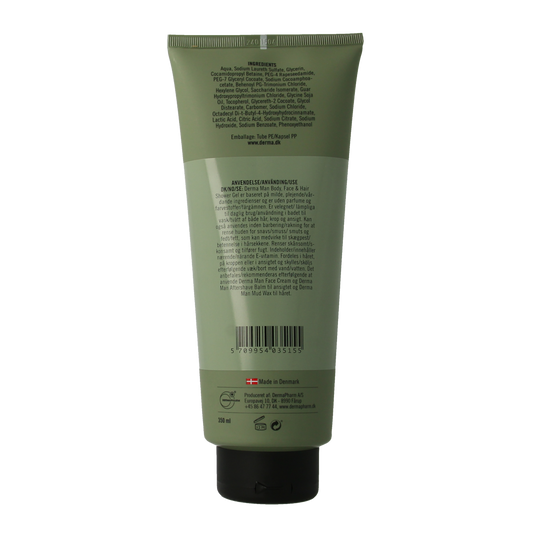 Derma Man douchegel body, face & hair 350.00 Milliliter