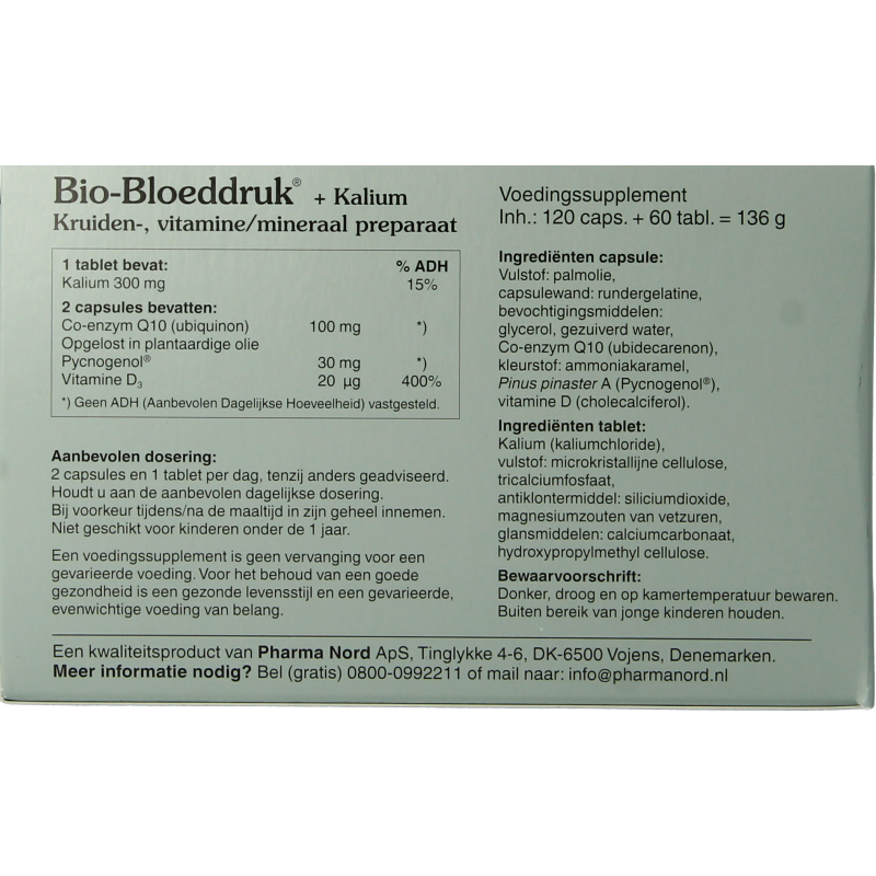 Pharma Nord Bio bloeddruk & kalium 120 caps + 60 tabletten 180 Stuks