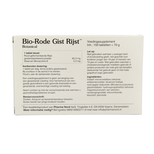 Pharma Nord Bio rode gist rijst 150.00 Tabletten