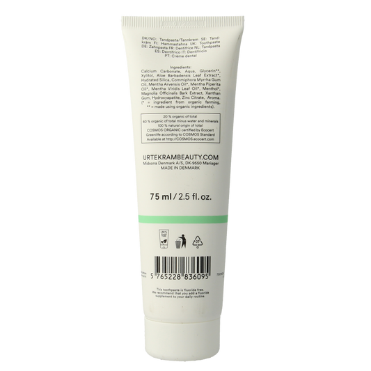 Urtekram Tandpasta whitening fresh mint 75.00 Milliliter
