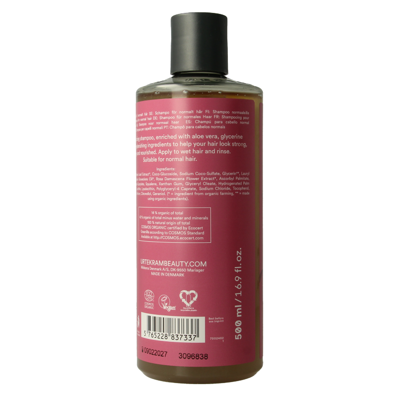 Urtekram Shampoo rozen normaal haar 500 Milliliter