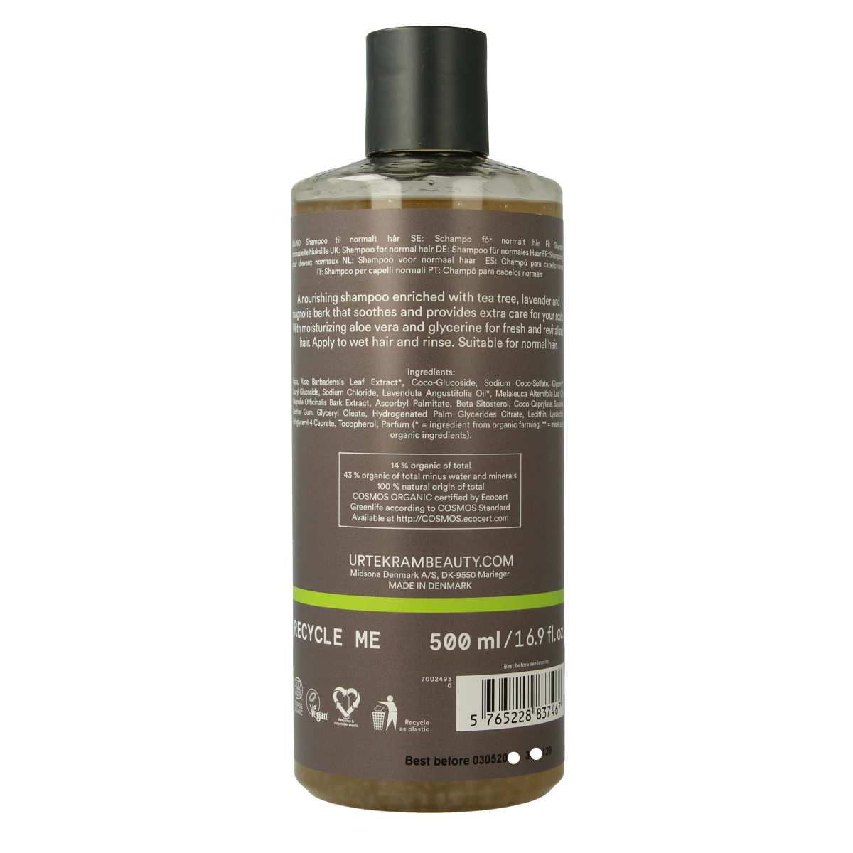 Urtekram Shampoo tea tree 500.00 Milliliter